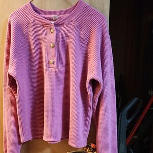 Old Navy Pink Waffle Knit Sweatshirt